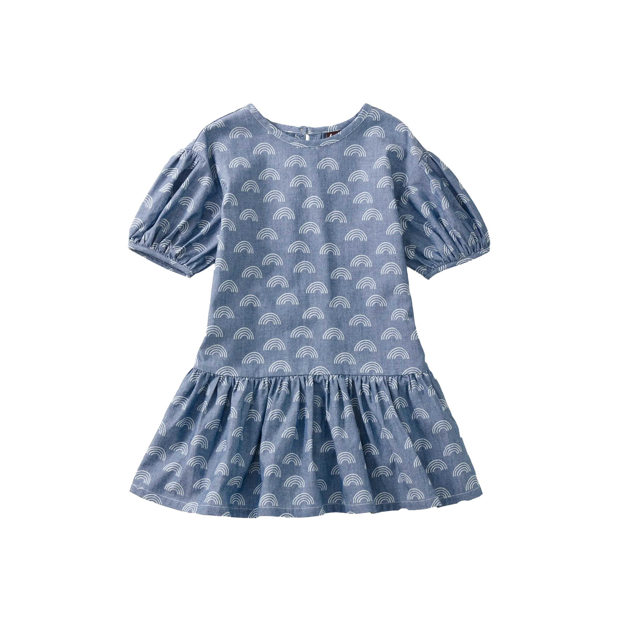 Drop Waist Ruffle Hem Dress