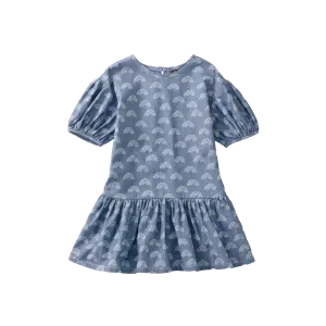 Drop Waist Ruffle Hem Dress