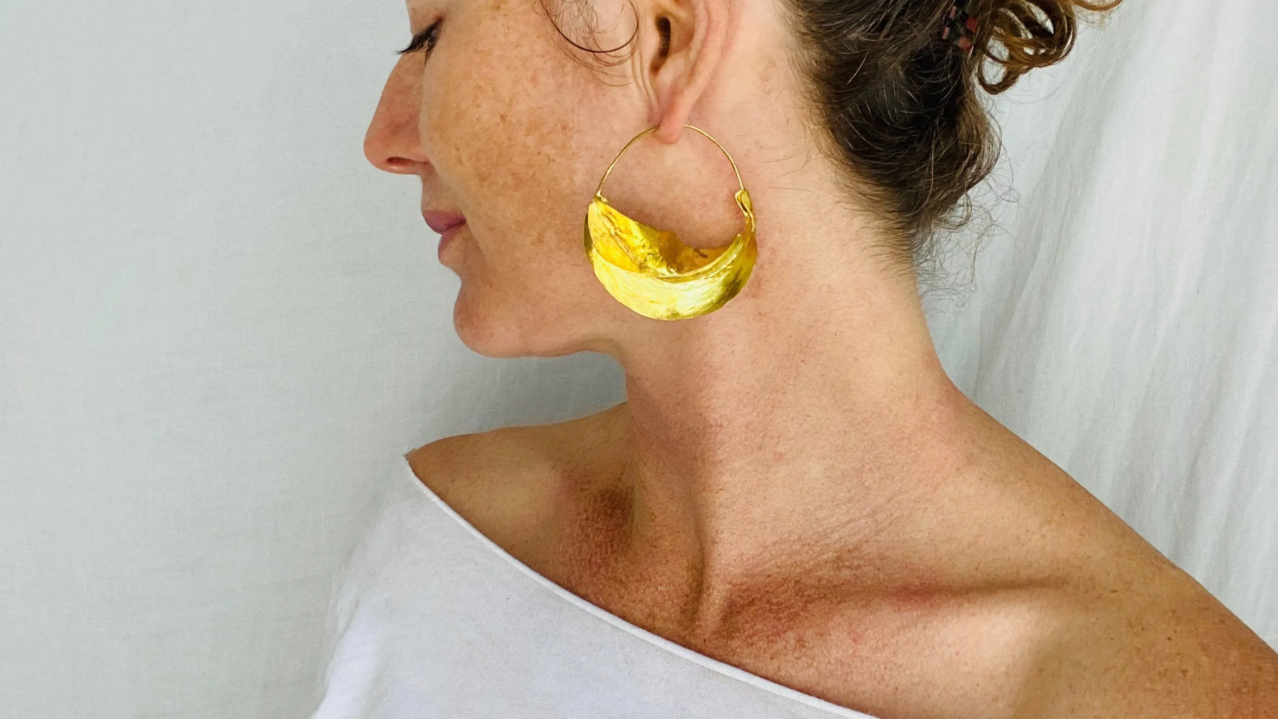 Fulani Gold Earrings. African. Huge Hoops
