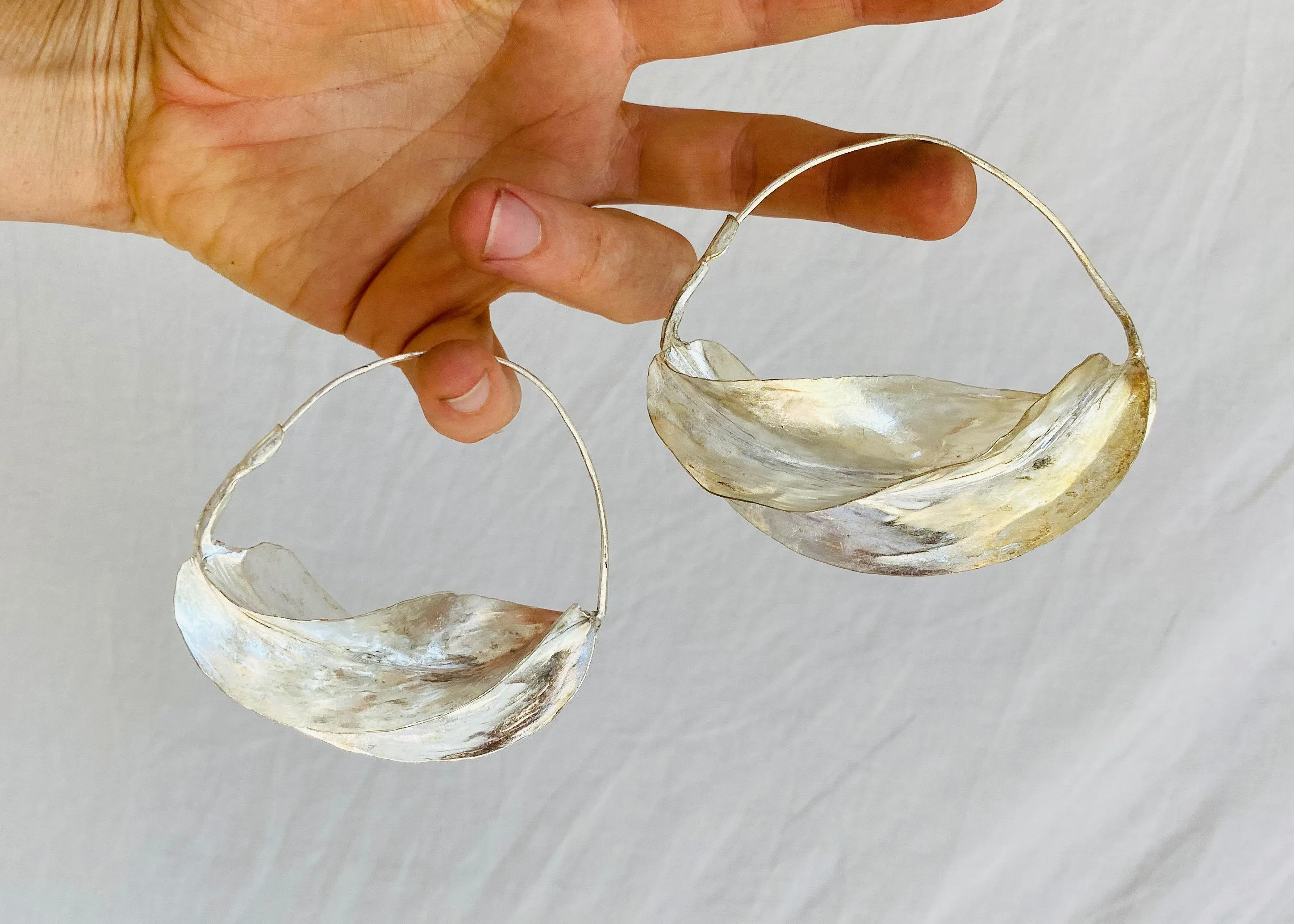 Fulani Silver Earrings. African. Huge Hoops