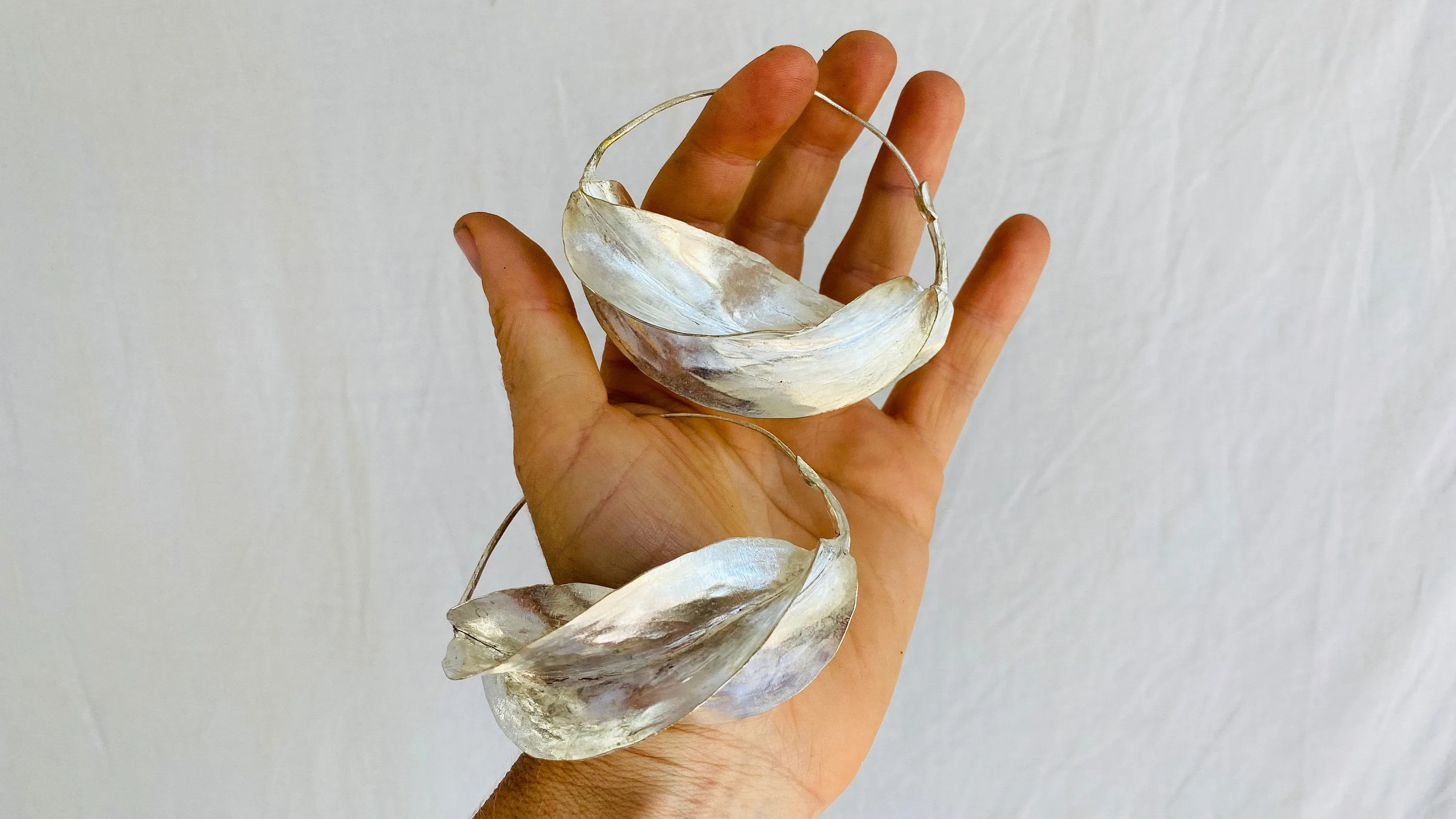 Fulani Silver Earrings. African. Huge Hoops