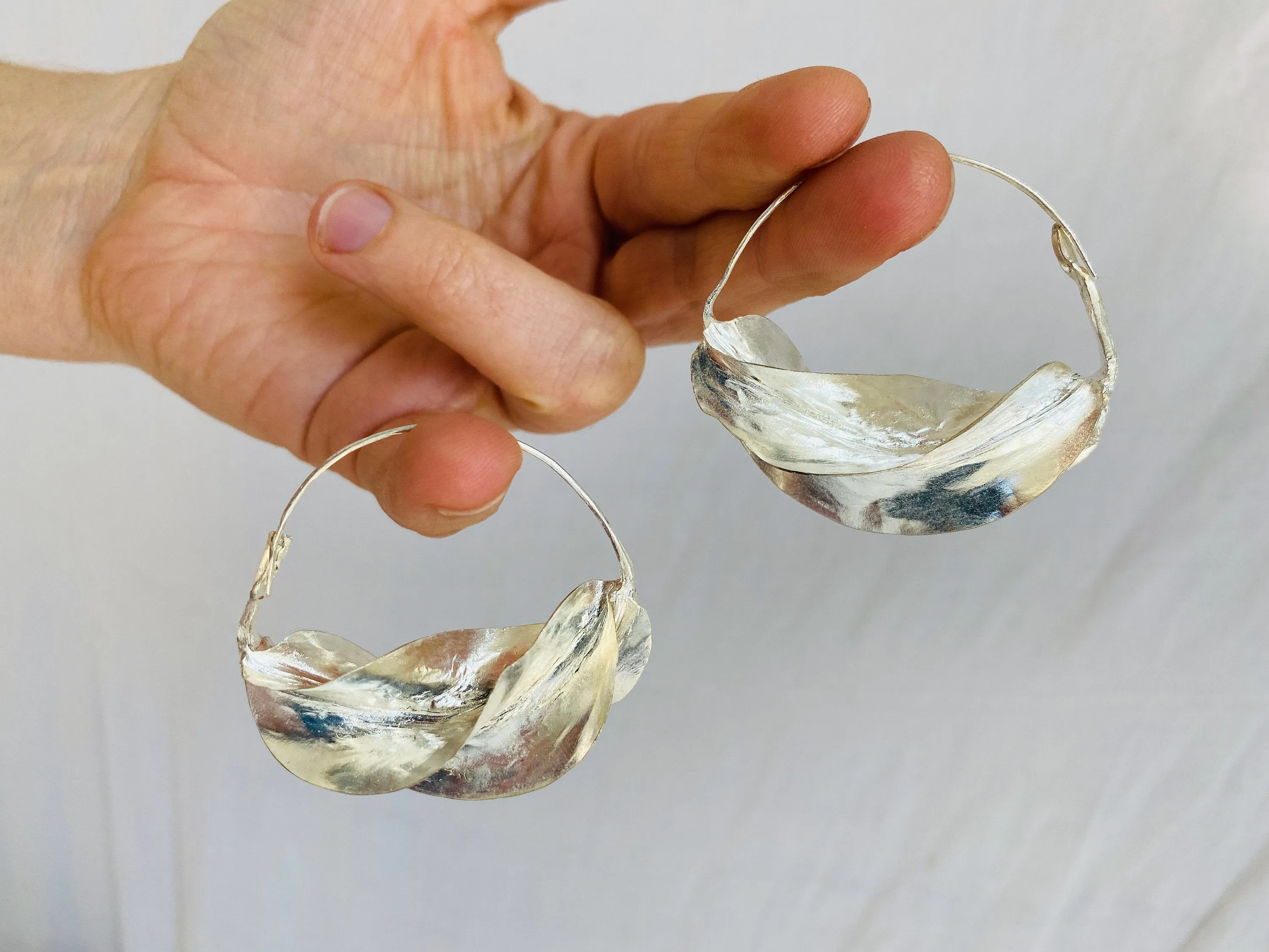 Fulani Silver Earrings. African. Large Hoops