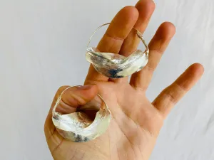 Fulani Silver Earrings. African. Large Hoops