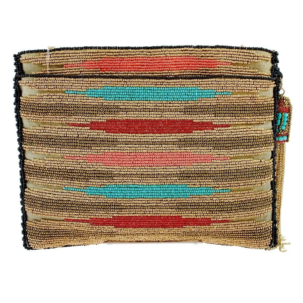 Mary Frances Frida Beaded Embroidered Crossbody Clutch Handbag