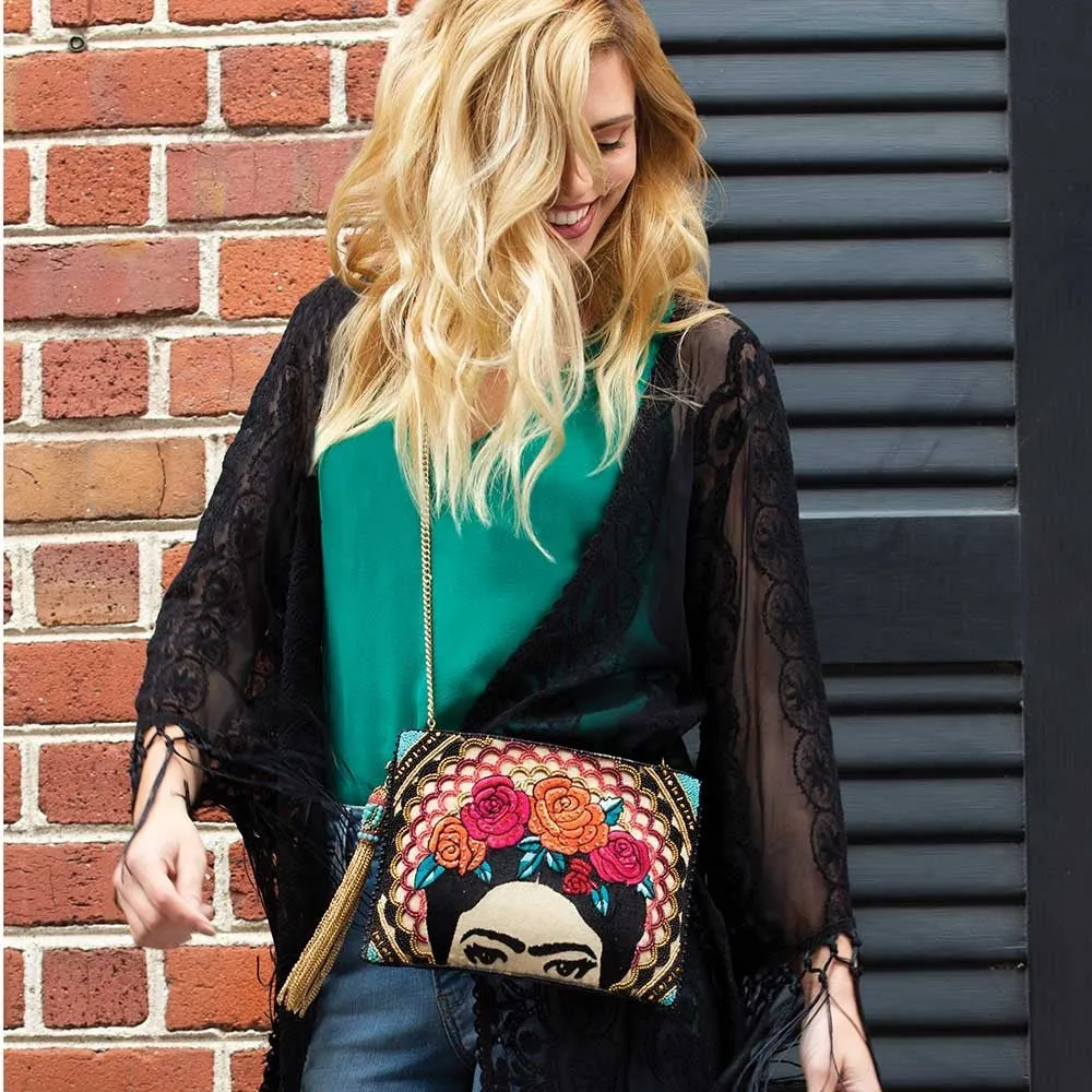 Mary Frances Frida Beaded Embroidered Crossbody Clutch Handbag