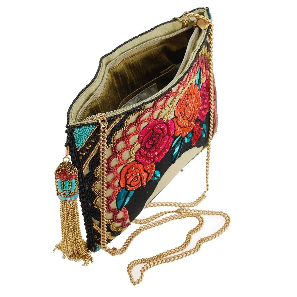 Mary Frances Frida Beaded Embroidered Crossbody Clutch Handbag