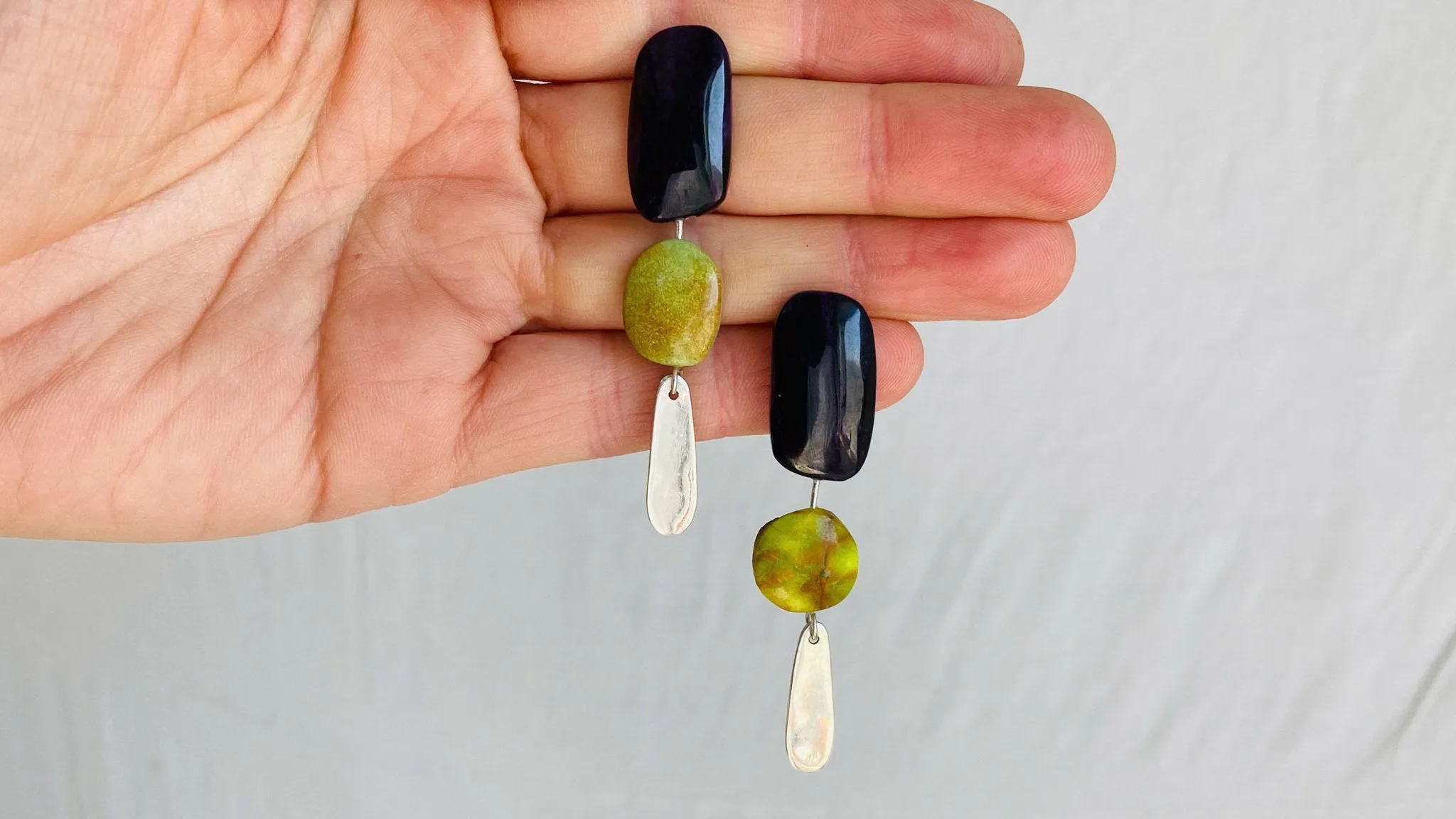 Sugilite & Gaspeite Earrings. Sterling Silver