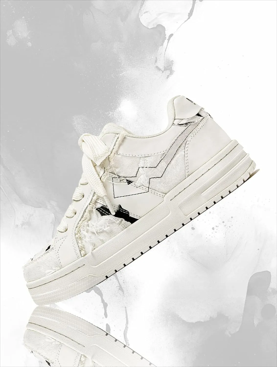 Textured Canvas Leather Chunky Sneakers for Women & Girls - Y2K Retro Urban Patchwork Bread Cute Shoes, Comfy Orthopedic Streetwear for Back to School, Beach Travel, Kawaii Minimalist All-Match